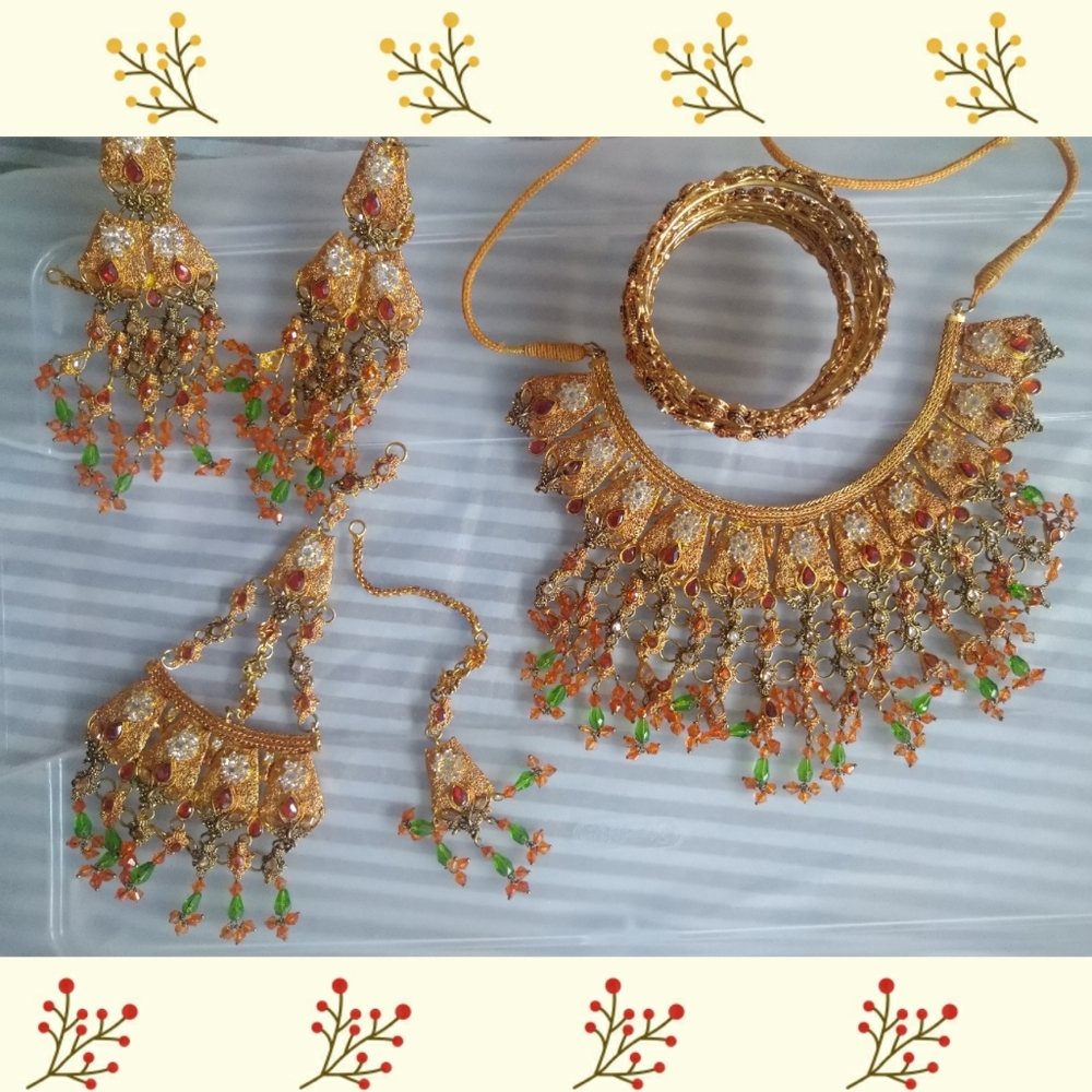 🆕5 piece Ethnic Golden plated Jewelry set